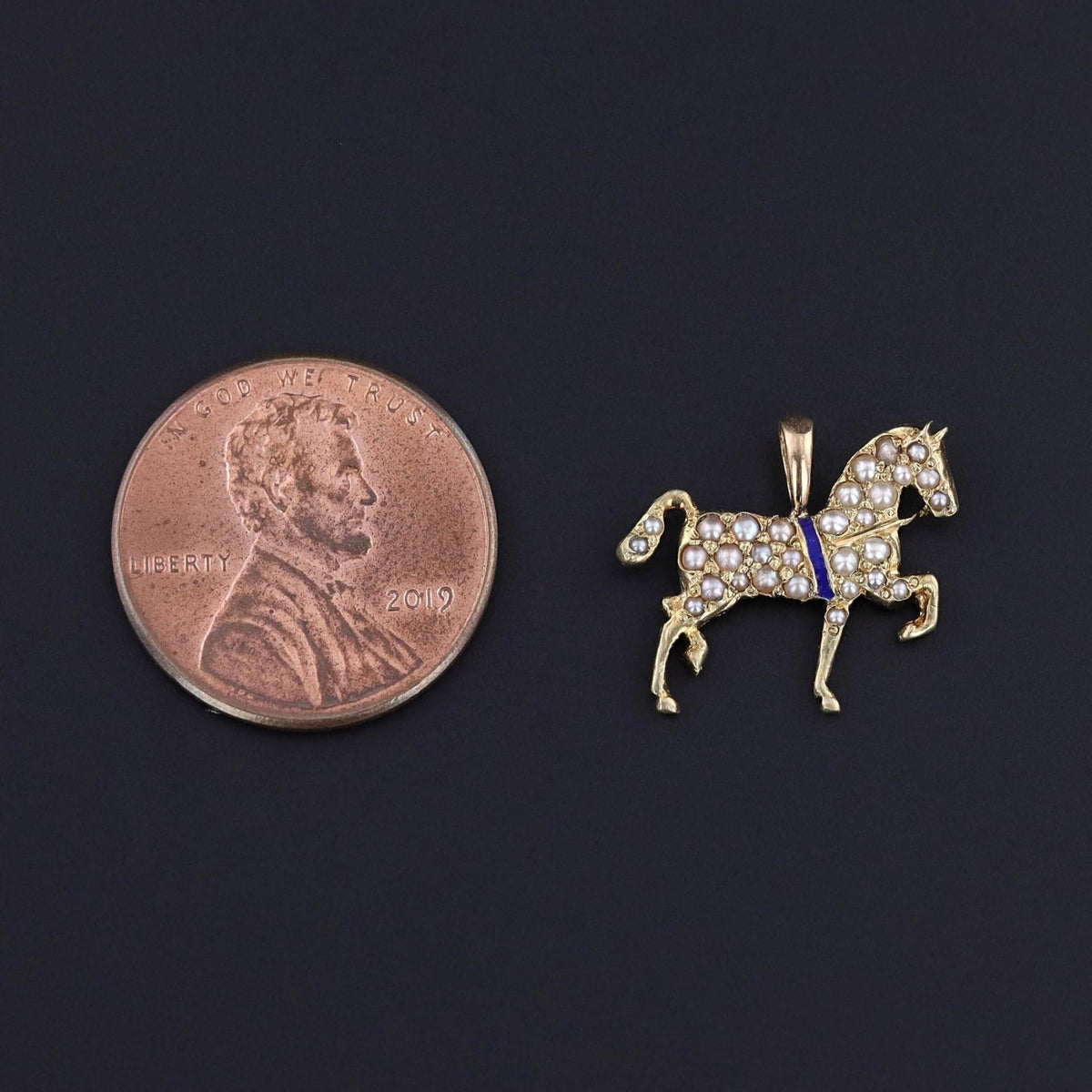 Antique Pearl Horse Charm of 14k Gold - Trademark Antiques