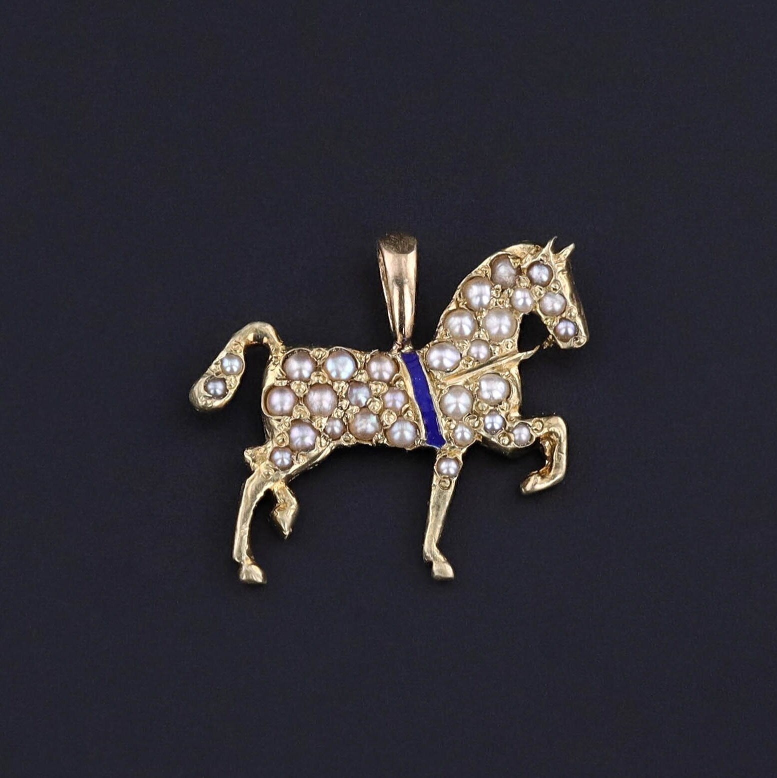 Antique Pearl Horse Charm of 14k Gold - Trademark Antiques