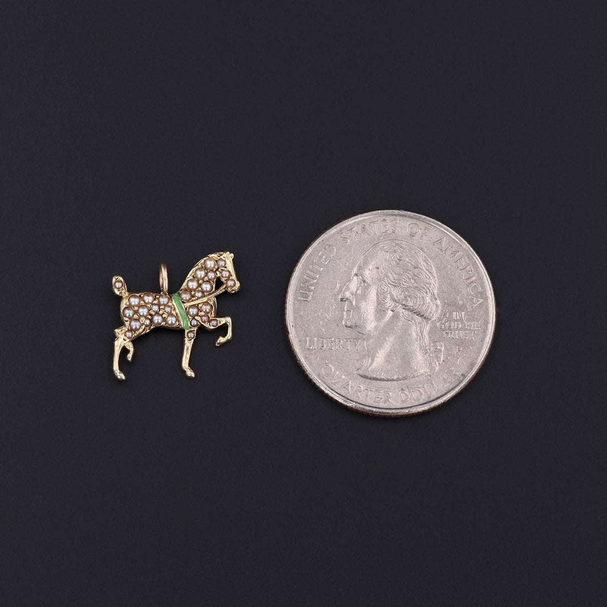 Antique Pearl Horse Charm of 14k Gold - Trademark Antiques