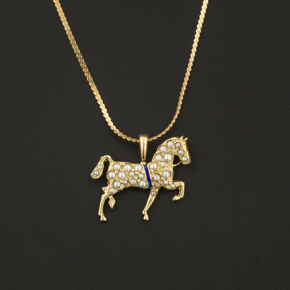 Antique Pearl Horse Pendant of 14k Gold - Trademark Antiques