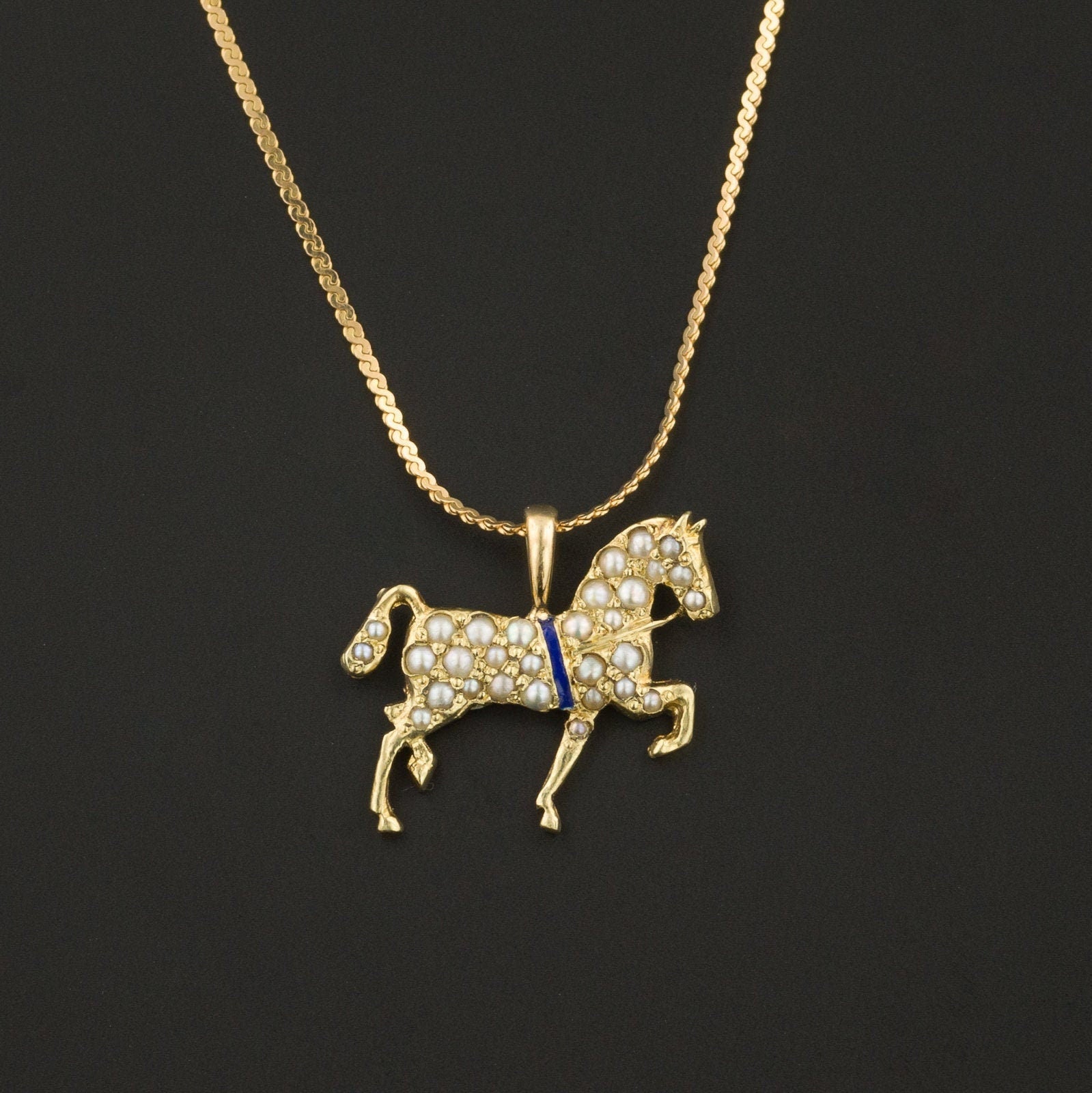 Antique Pearl Horse Pendant of 14k Gold - Trademark Antiques