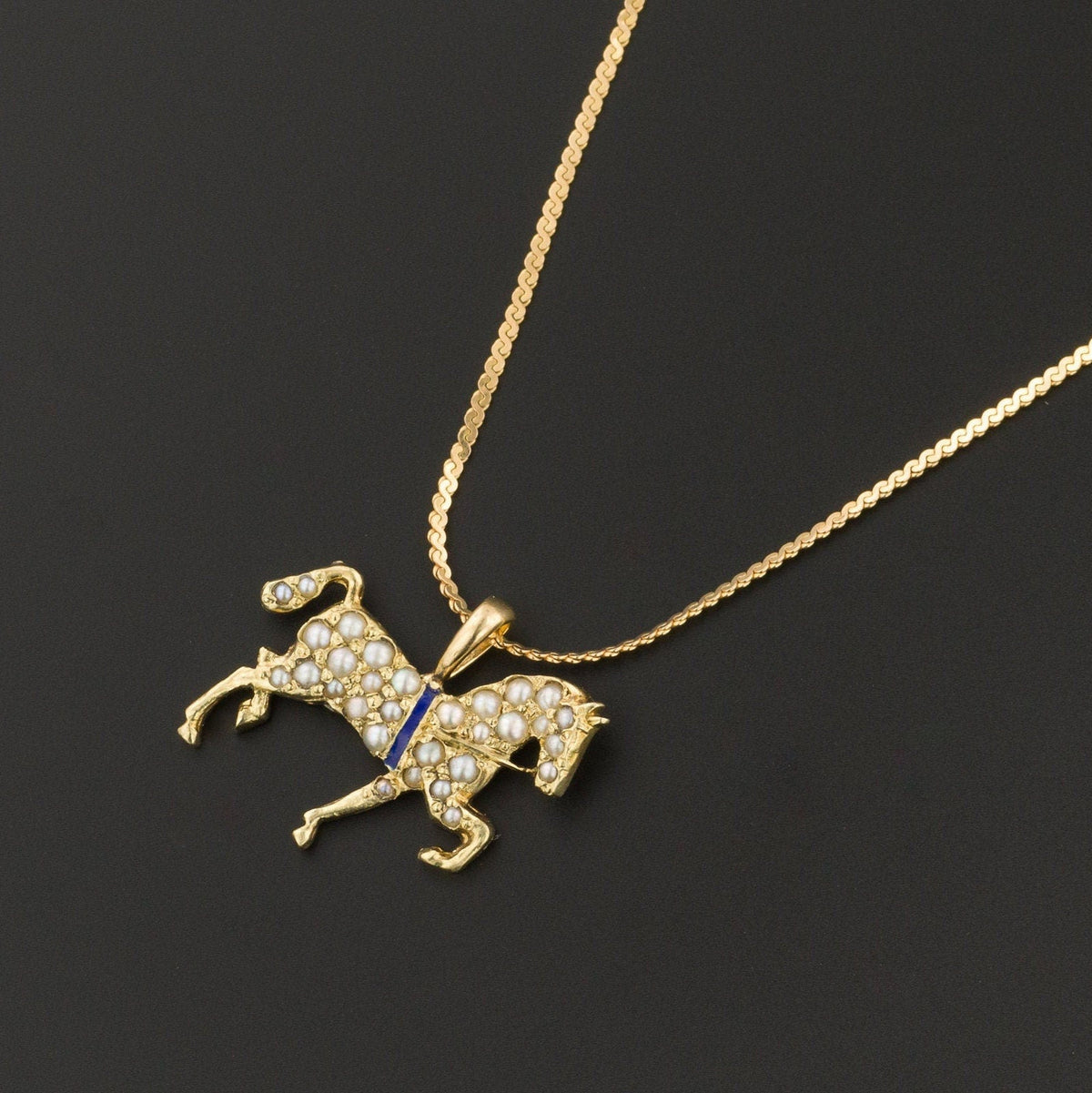 Antique Pearl Horse Pendant of 14k Gold - Trademark Antiques