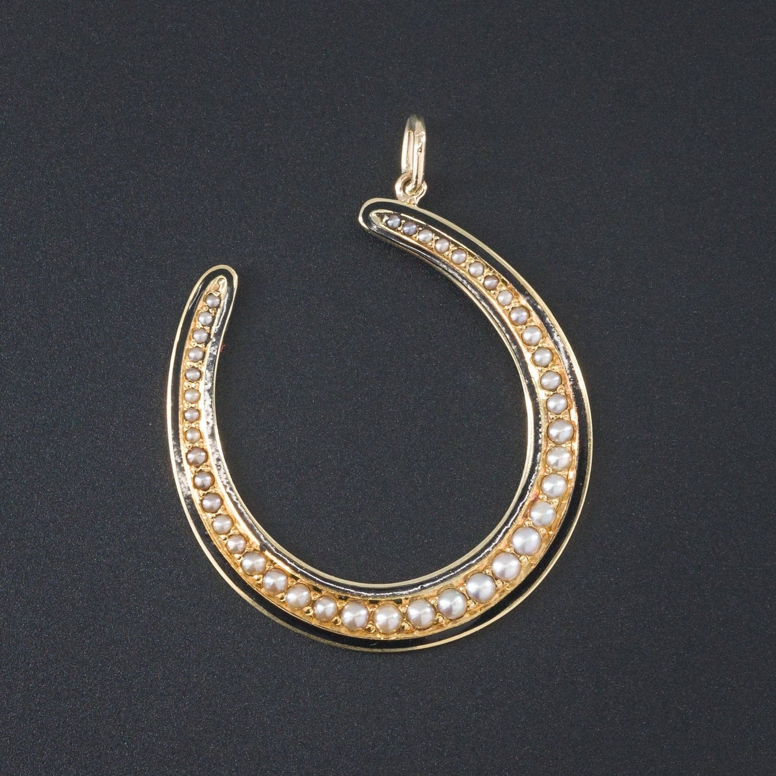 Antique Pearl Horseshoe Conversion Pendant of 14k Gold - Trademark Antiques