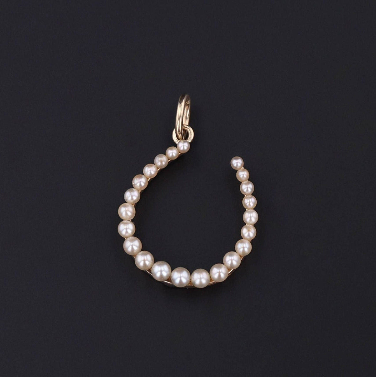 Antique Pearl Horseshoe Pendant of 14k Gold - Trademark Antiques