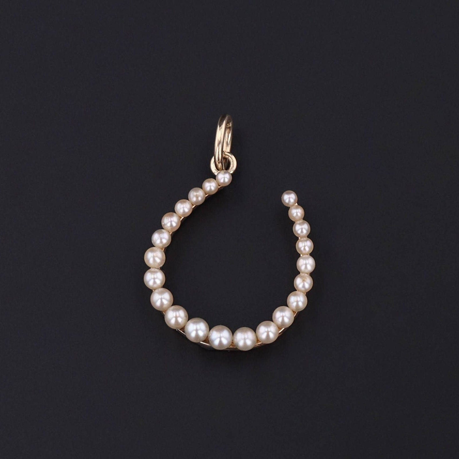Antique Pearl Horseshoe Pendant of 14k Gold - Trademark Antiques