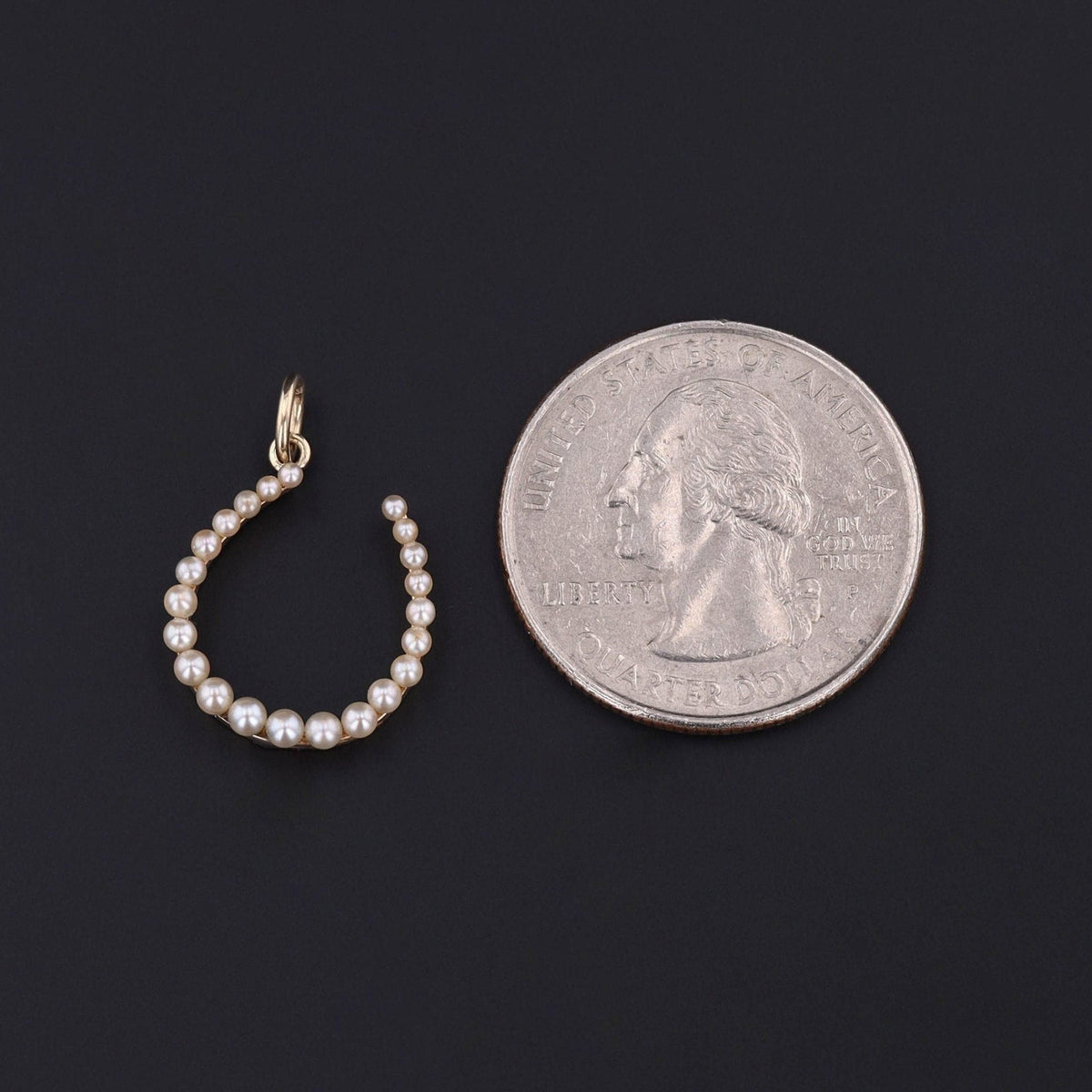 Antique Pearl Horseshoe Pendant of 14k Gold - Trademark Antiques