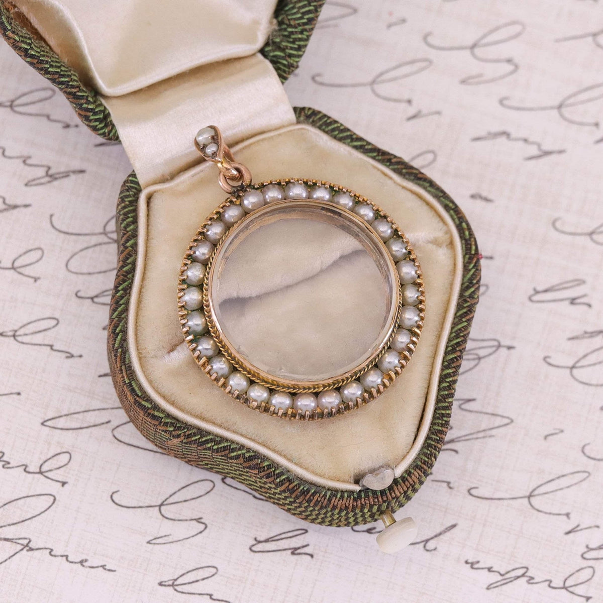 Antique Pearl Locket Pendant of 9ct Gold - Trademark Antiques