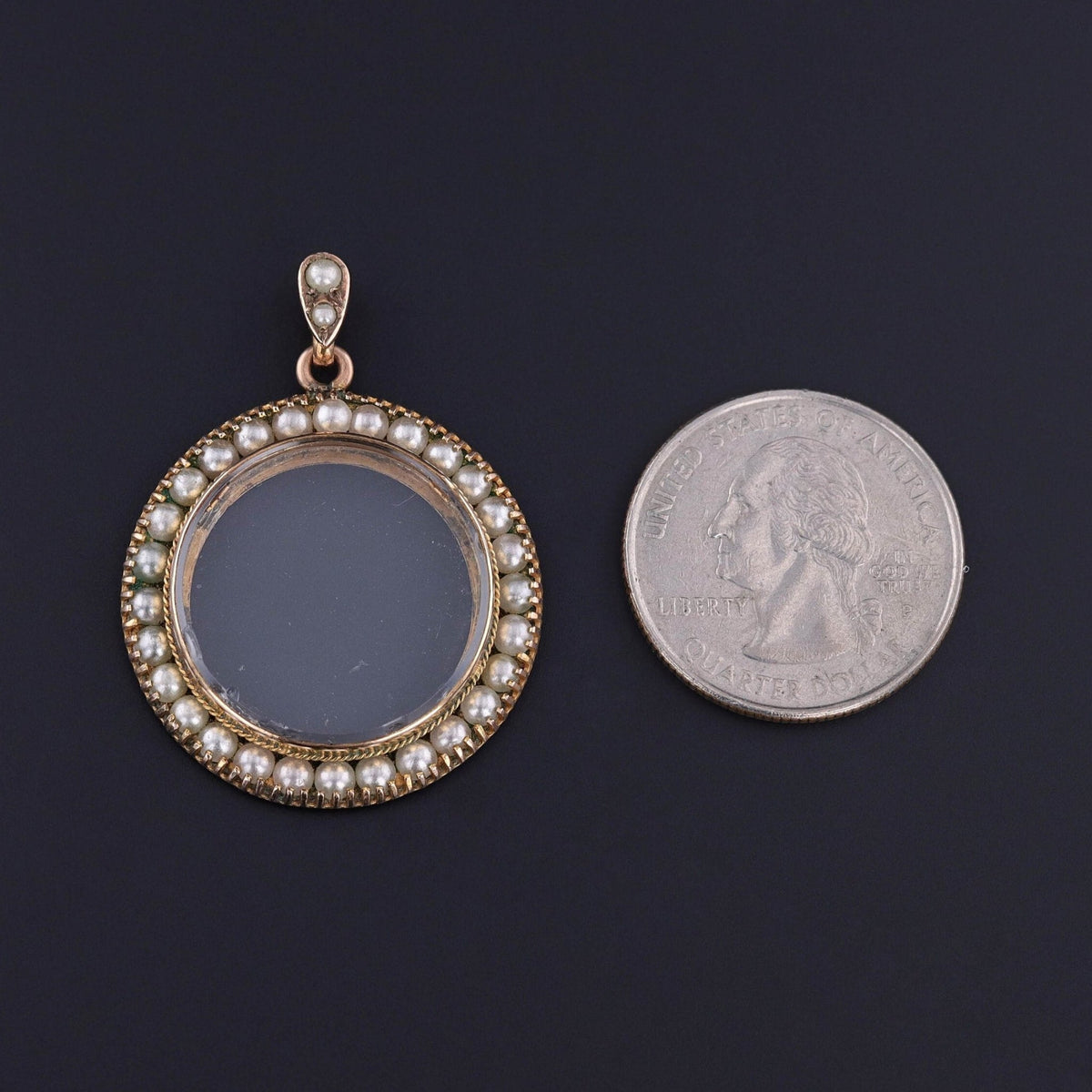 Antique Pearl Locket Pendant of 9ct Gold - Trademark Antiques