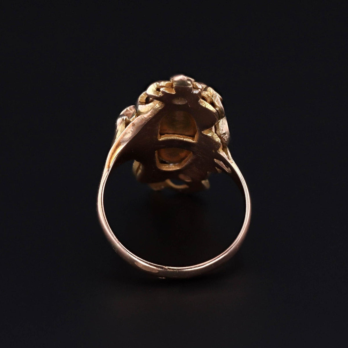 Antique Pearl Ring | 14k Gold Pearl &amp; Diamond Ring - Trademark Antiques
