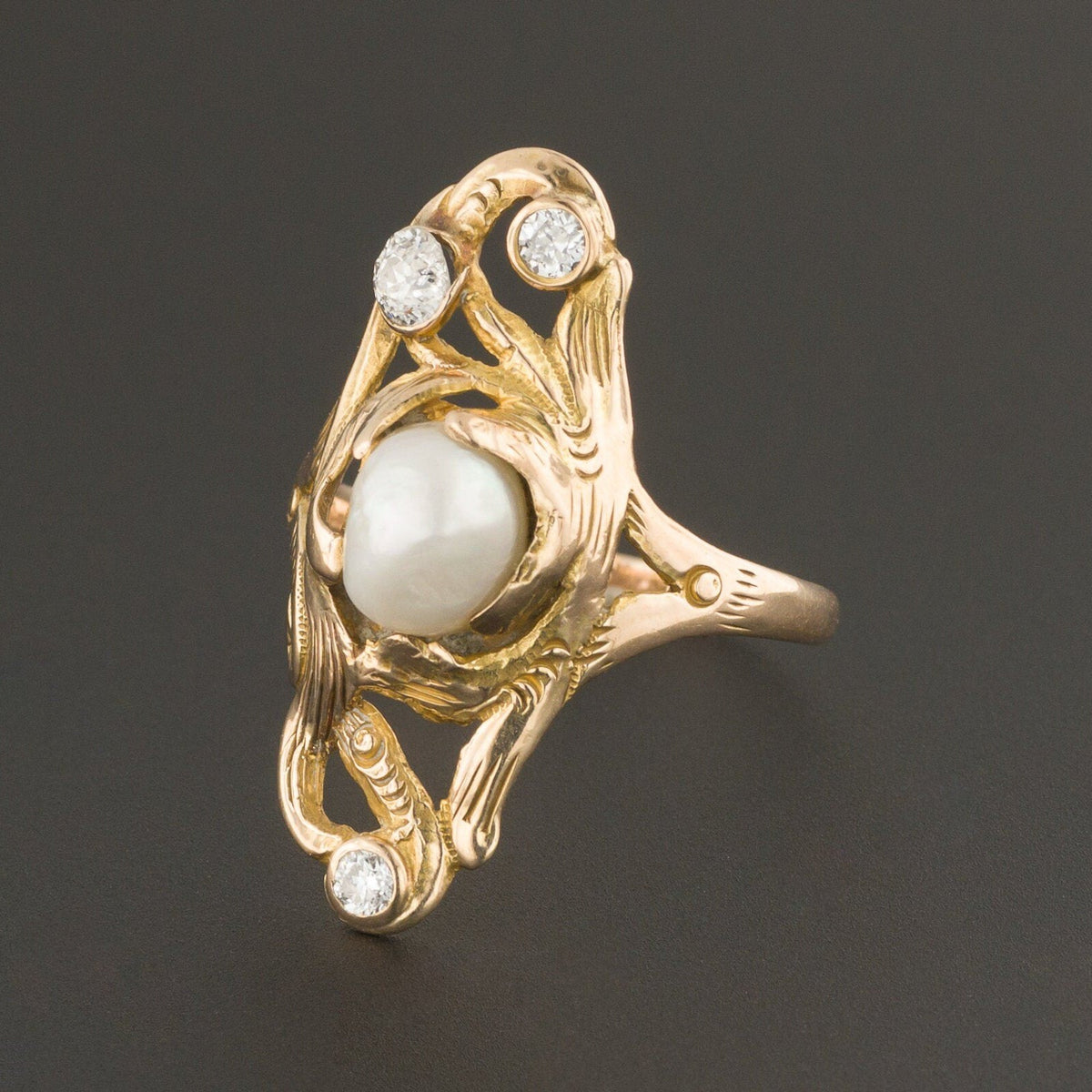 Antique Pearl Ring | Pearl &amp; Diamond Ring - Trademark Antiques