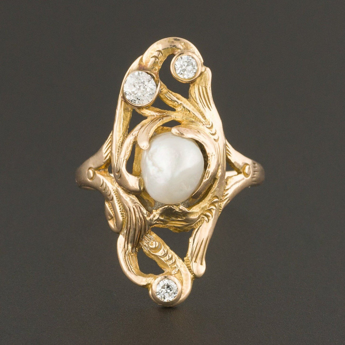 Antique Pearl Ring | Pearl &amp; Diamond Ring - Trademark Antiques