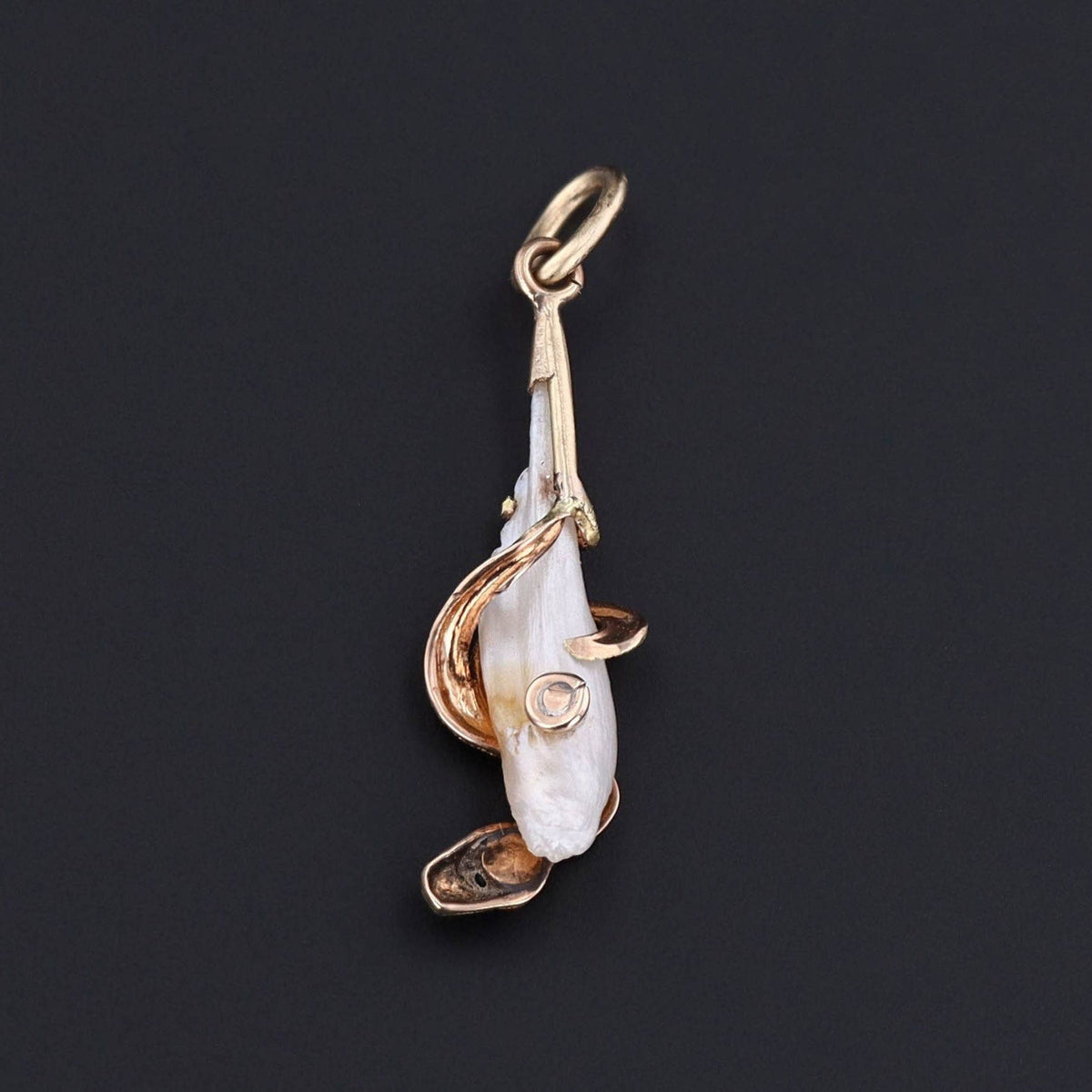 Antique Pearl Snake Conversion Charm of 14k Gold - Trademark Antiques