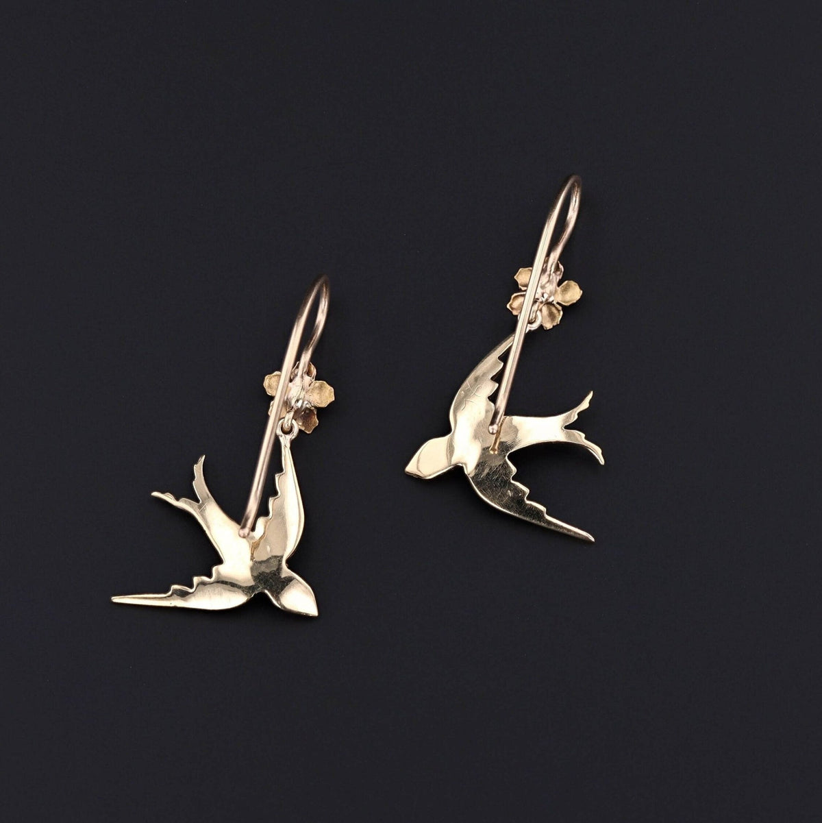 Antique Pearl Swallow Conversion Earrings of 14k Gold - Trademark Antiques