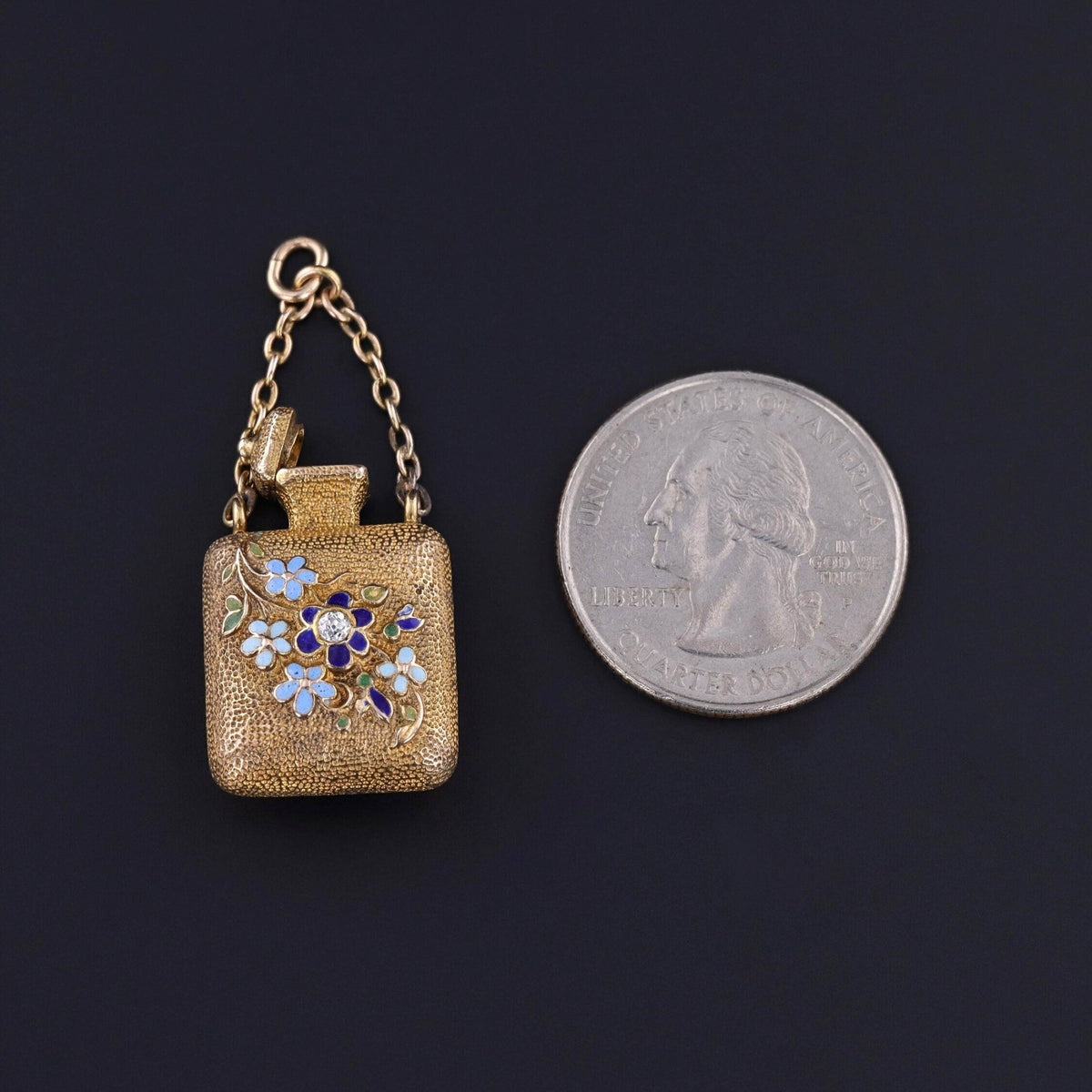 Antique Perfume Bottle Charm of 18k Gold - Trademark Antiques