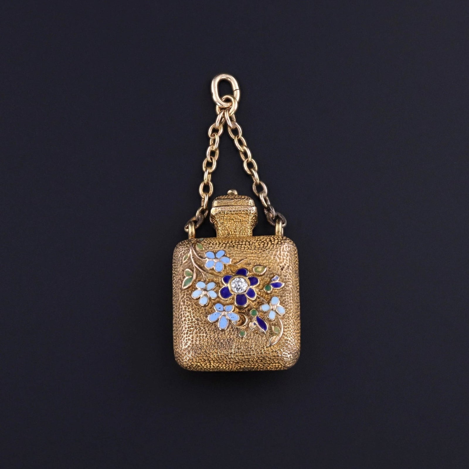 Antique Perfume Bottle Charm of 18k Gold - Trademark Antiques