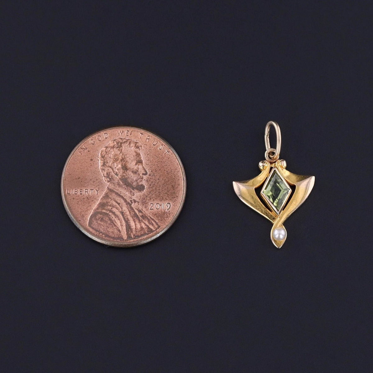 Antique Peridot Charm of 14k Gold - Trademark Antiques