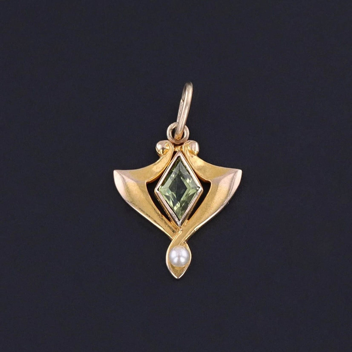 Antique Peridot Charm of 14k Gold - Trademark Antiques