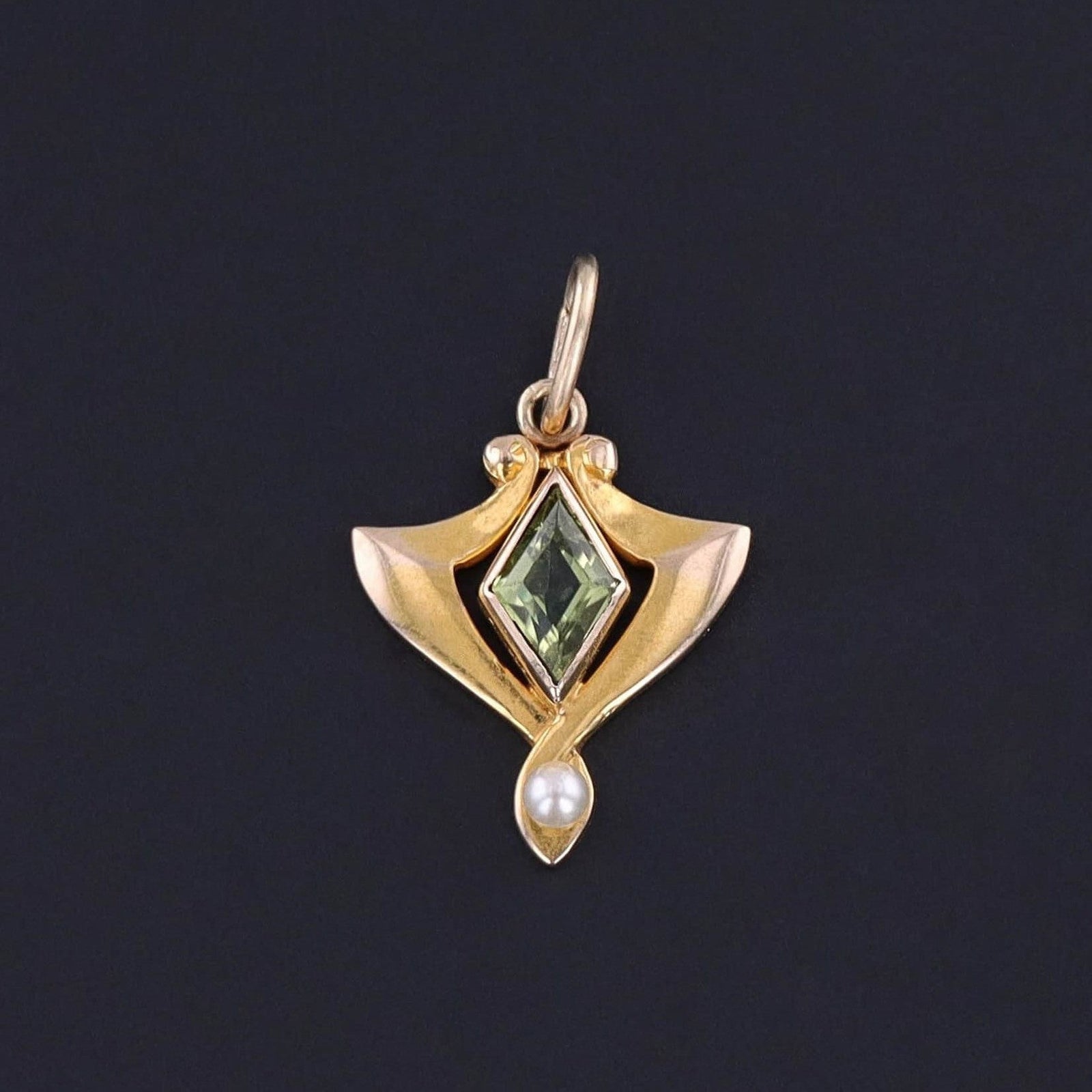 Antique Peridot Charm of 14k Gold - Trademark Antiques