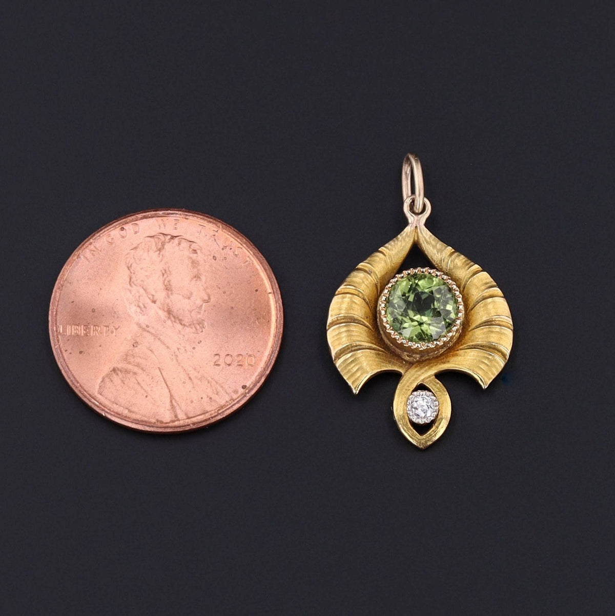Antique Peridot Conversion Charm of 14k Gold - Trademark Antiques