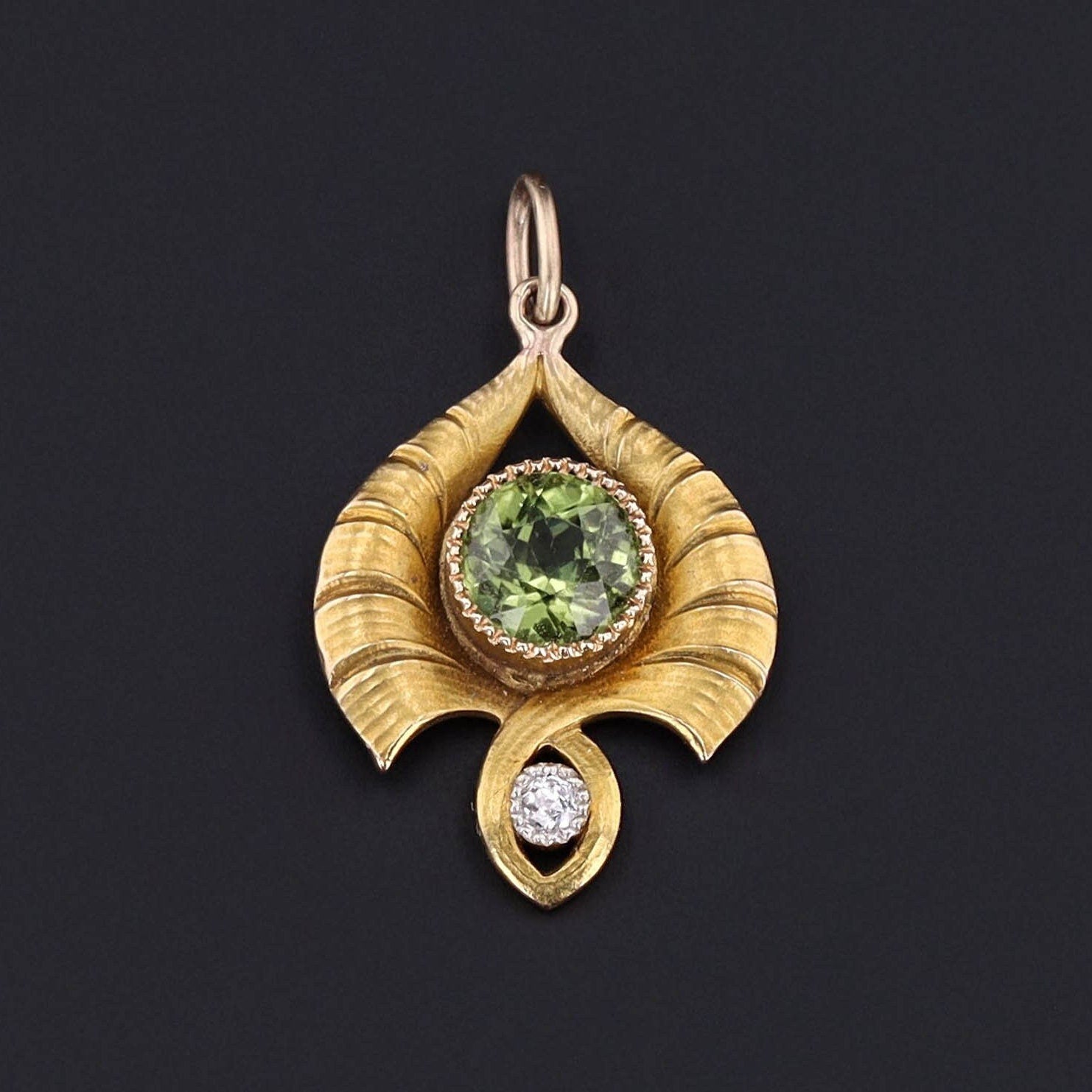 Antique Peridot Conversion Charm of 14k Gold - Trademark Antiques