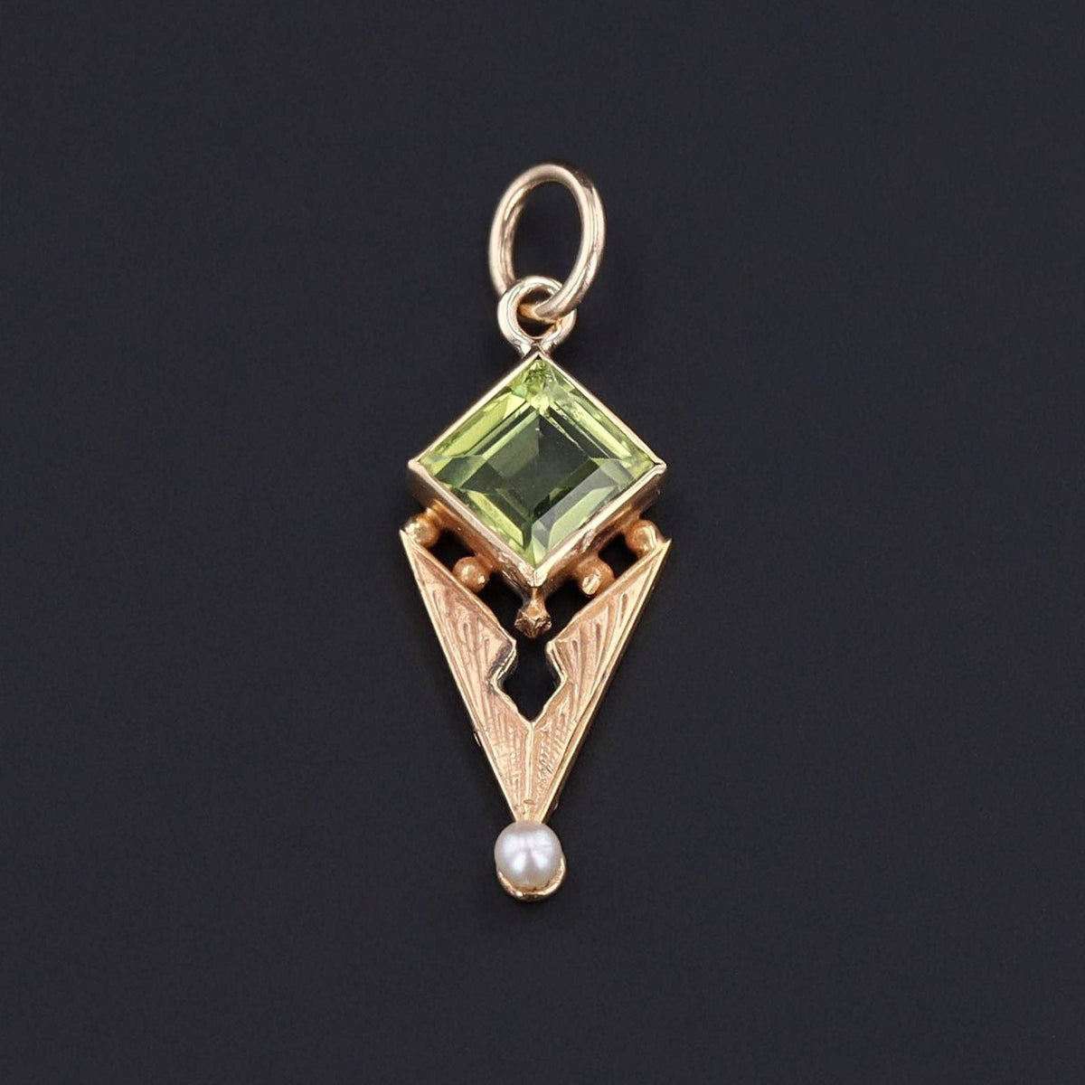 Antique Peridot Conversion Charm of 14k Gold - Trademark Antiques