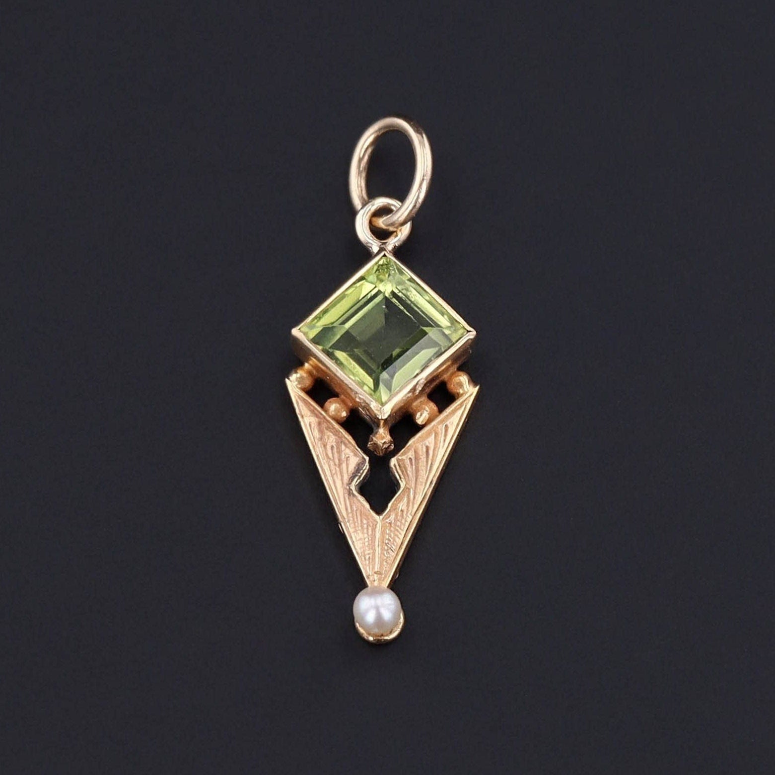 Antique Peridot Conversion Charm of 14k Gold - Trademark Antiques