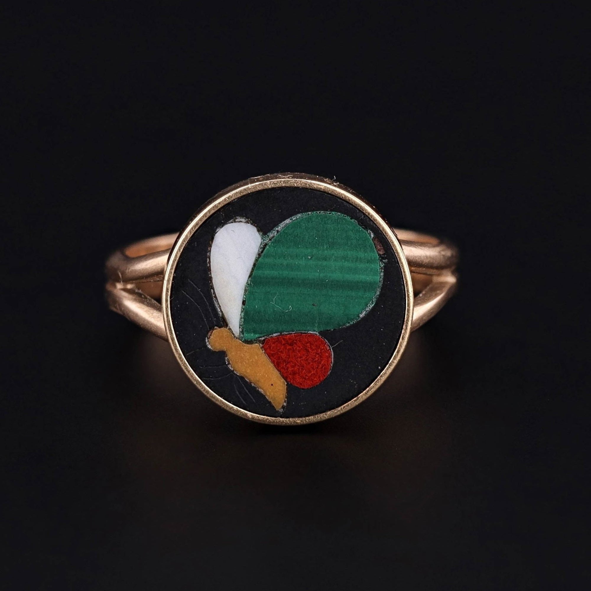 Antique Pietra Dura Butterfly Conversion Ring of 14k Gold - Trademark Antiques