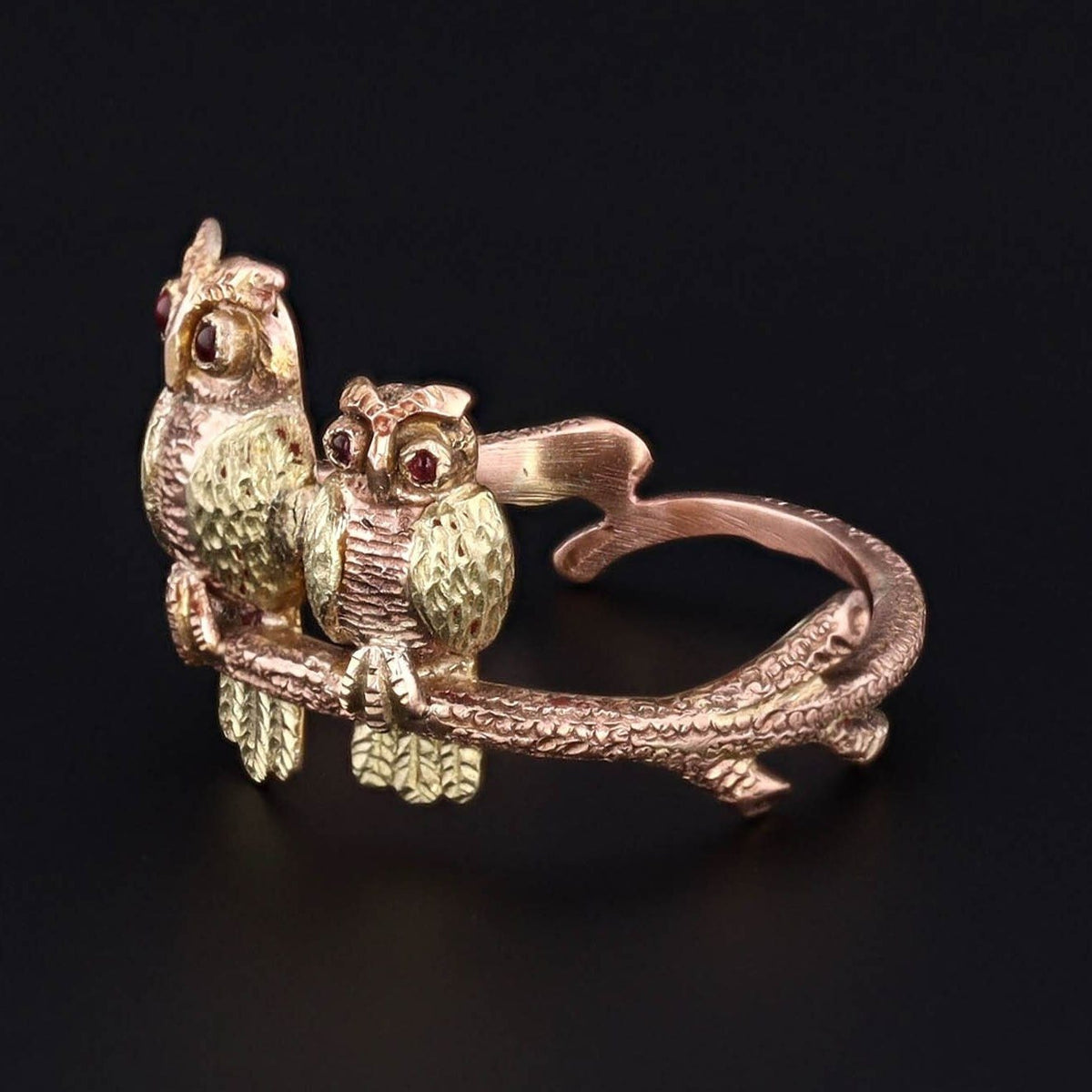 Antique Pin Conversion Ring | 9ct Gold Owl Ring - Trademark Antiques