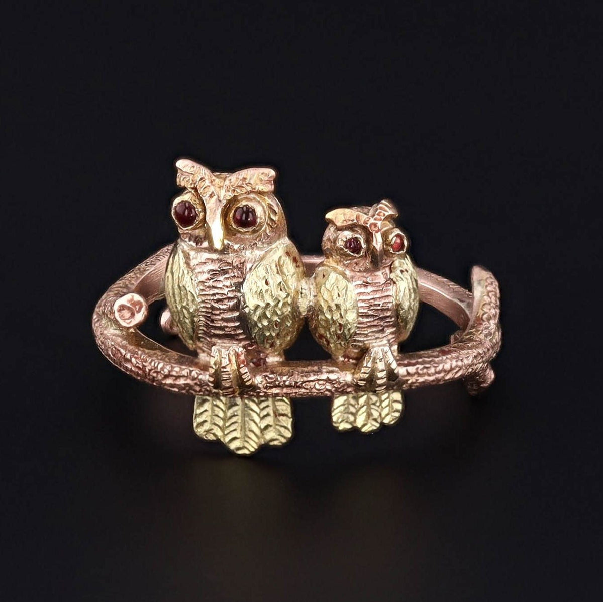 Antique Pin Conversion Ring | 9ct Gold Owl Ring - Trademark Antiques