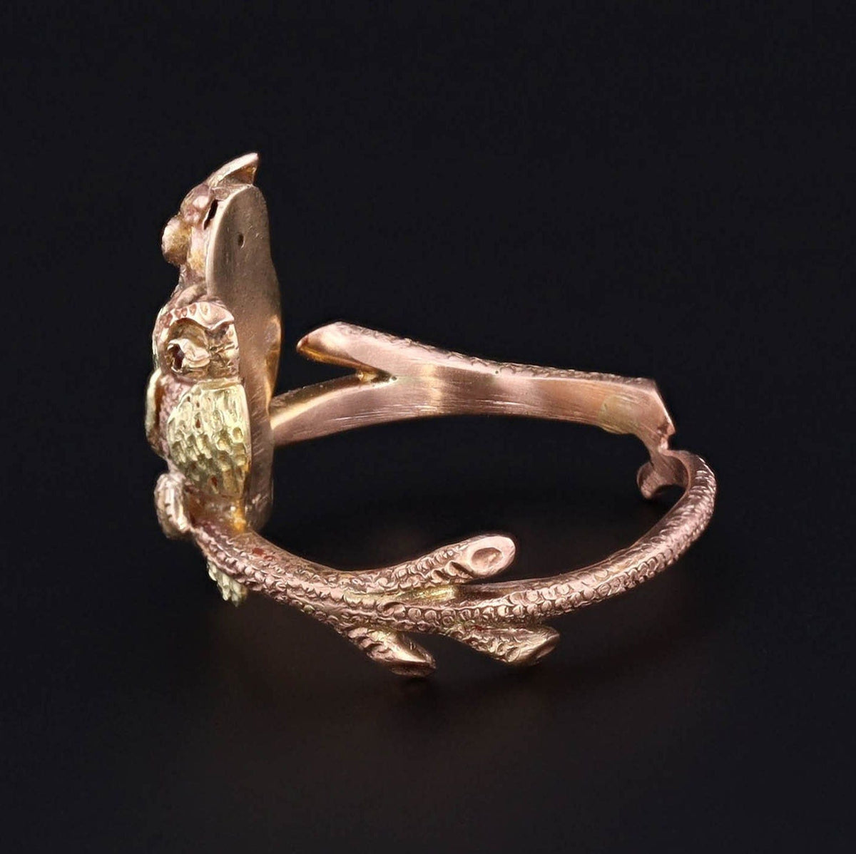 Antique Pin Conversion Ring | 9ct Gold Owl Ring - Trademark Antiques