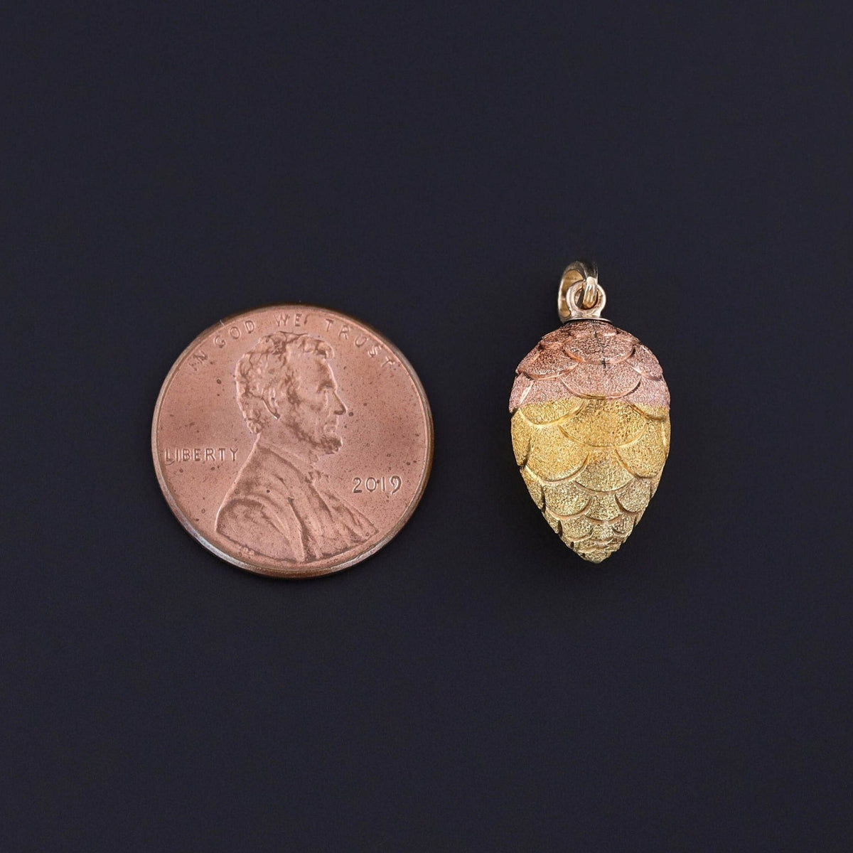 Antique Pinecone Charm of 14k Gold - Trademark Antiques