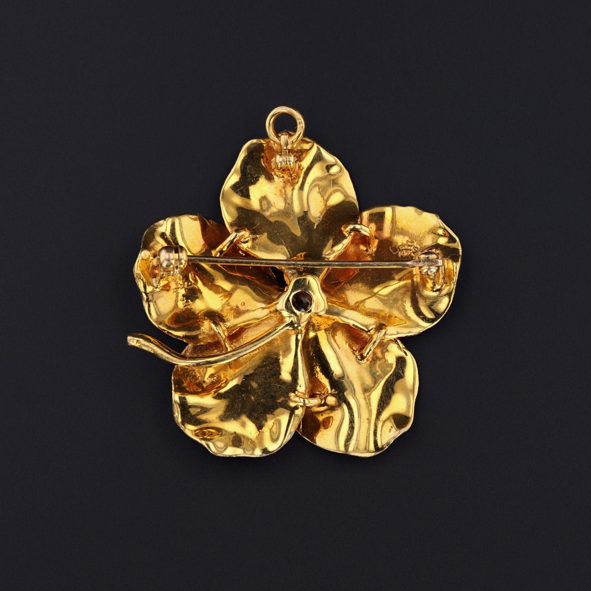 Antique Pink Flower Brooch or Pendant | Antique Enamel 14k Gold Flower - Trademark Antiques