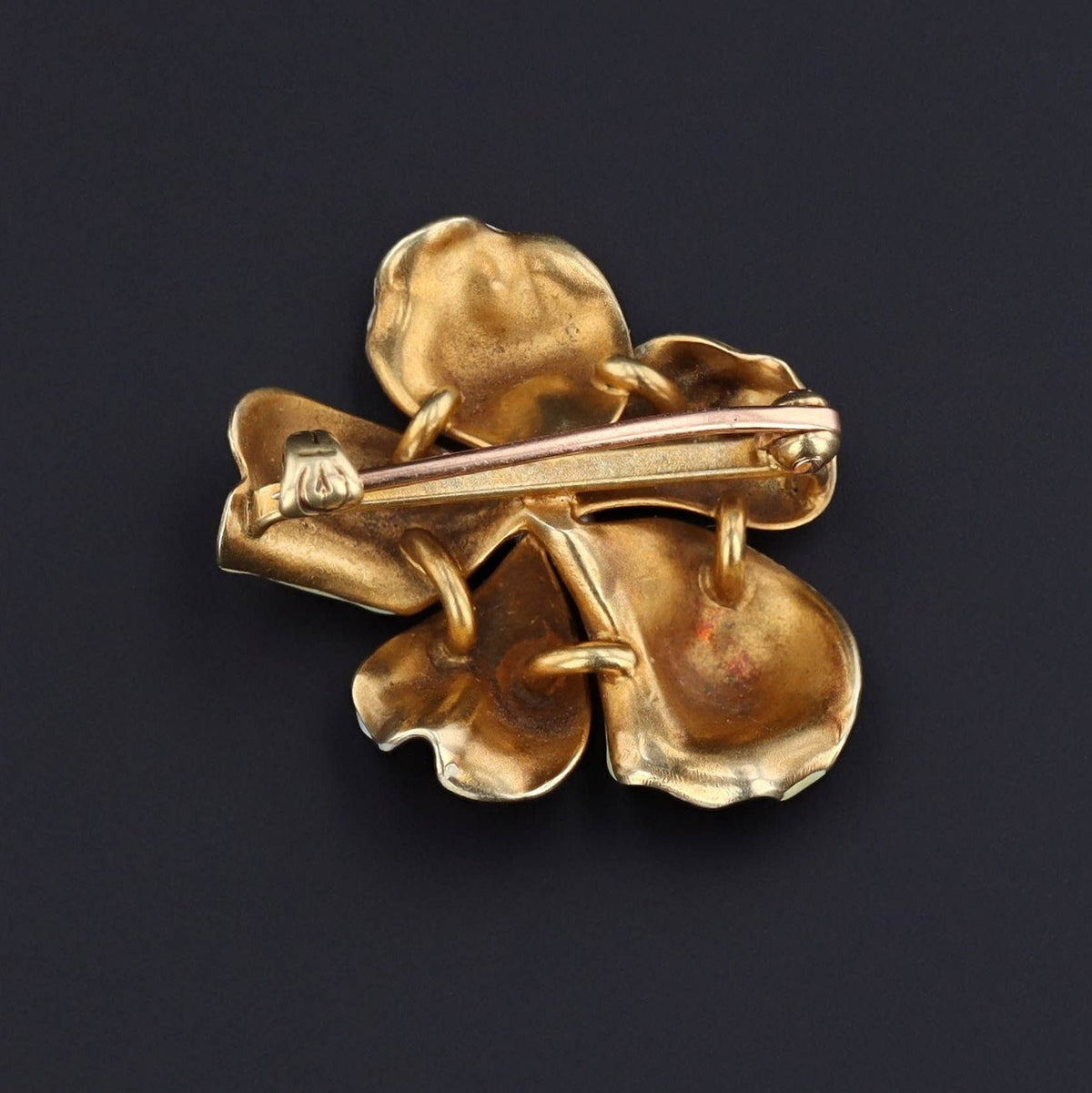 Antique Pink Flower Brooch or Pendant | Antique Enamel Flower - Trademark Antiques
