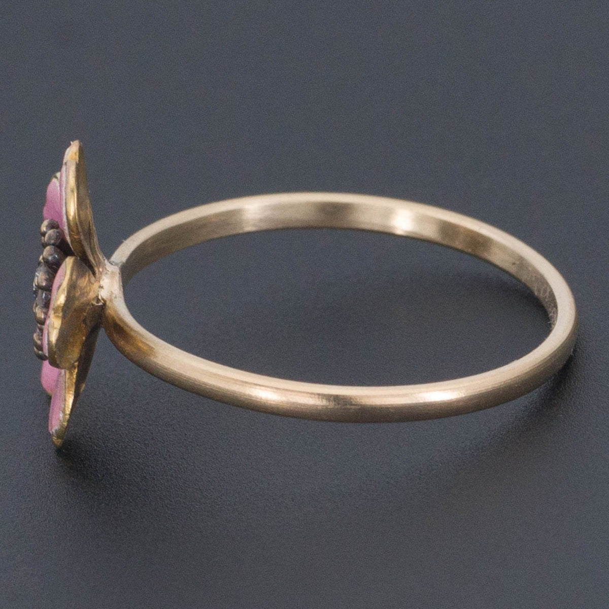 Antique Pink Flower Ring | 14k Gold Flower Ring - Trademark Antiques