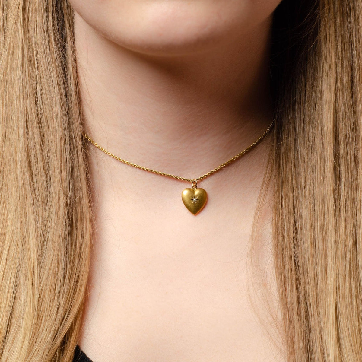 Antique Puffy Heart Charm of 14k Gold - Trademark Antiques