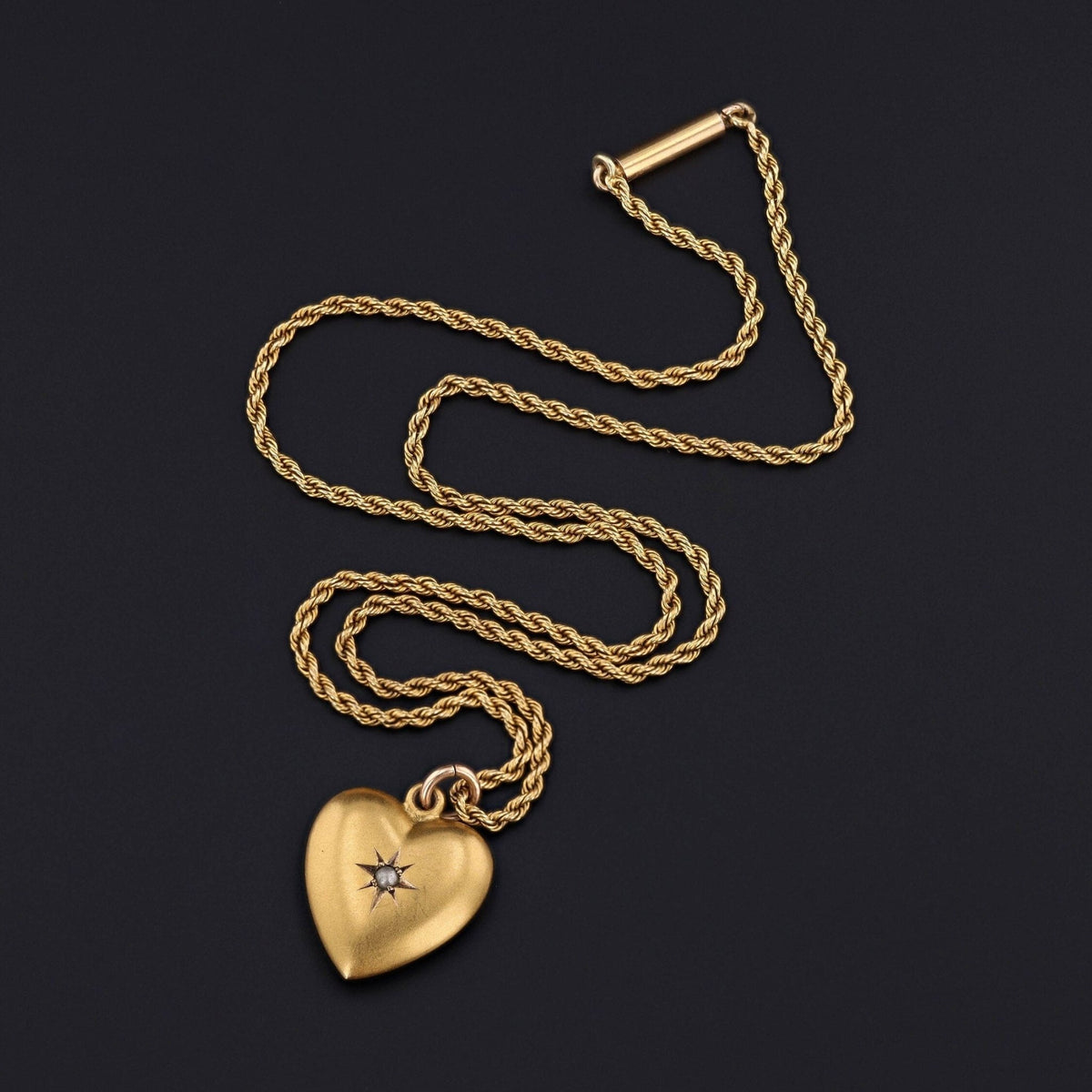 Antique Puffy Heart Charm of 14k Gold - Trademark Antiques