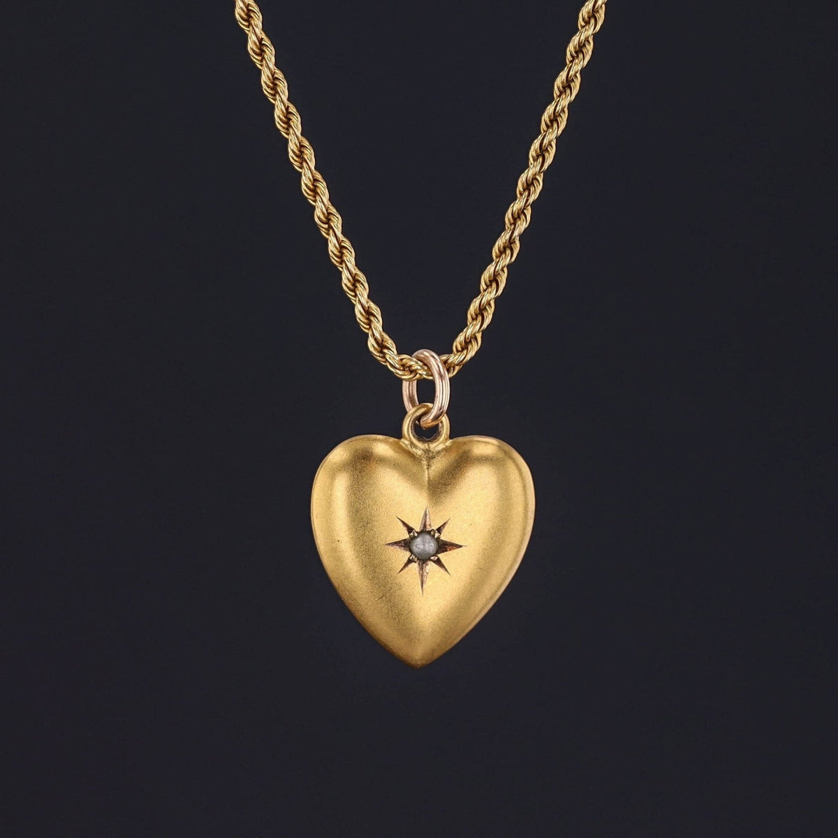 Antique Puffy Heart Charm of 14k Gold - Trademark Antiques
