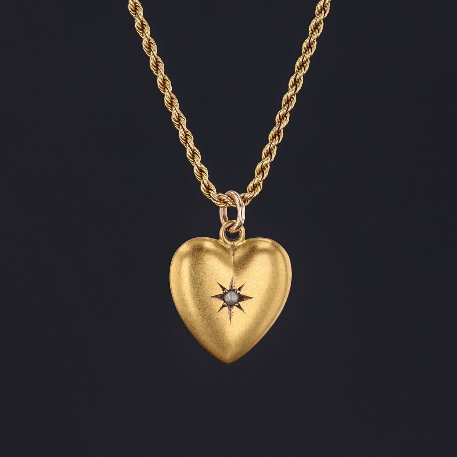 Antique Puffy Heart Charm of 14k Gold - Trademark Antiques