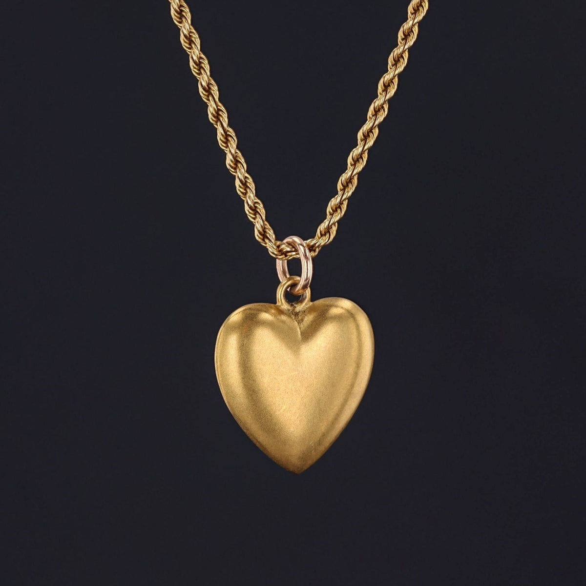 Antique Puffy Heart Charm of 14k Gold - Trademark Antiques
