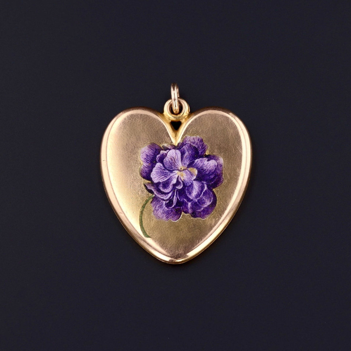 Antique Purple Flower Locket | Antique Enamel Locket - Trademark Antiques