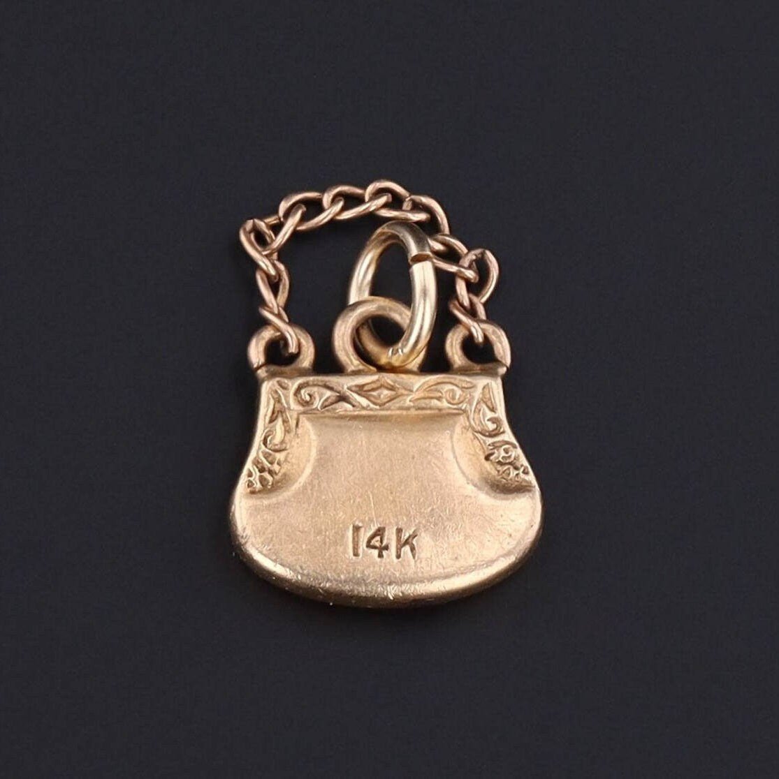 Antique Purse Charm | 14k Gold Charm - Trademark Antiques