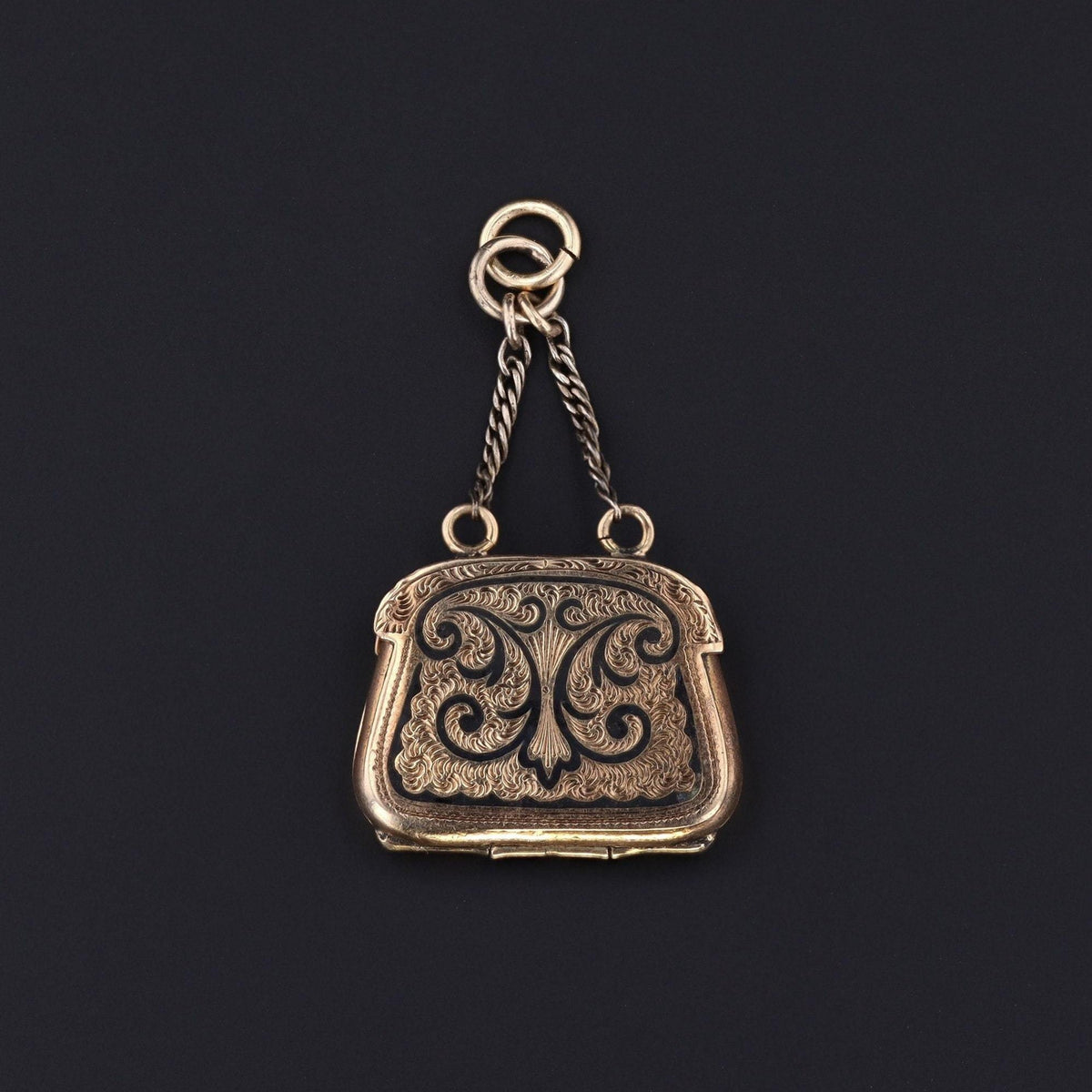 Antique Purse Locket | Taille d'Epargne Enamel - Trademark Antiques
