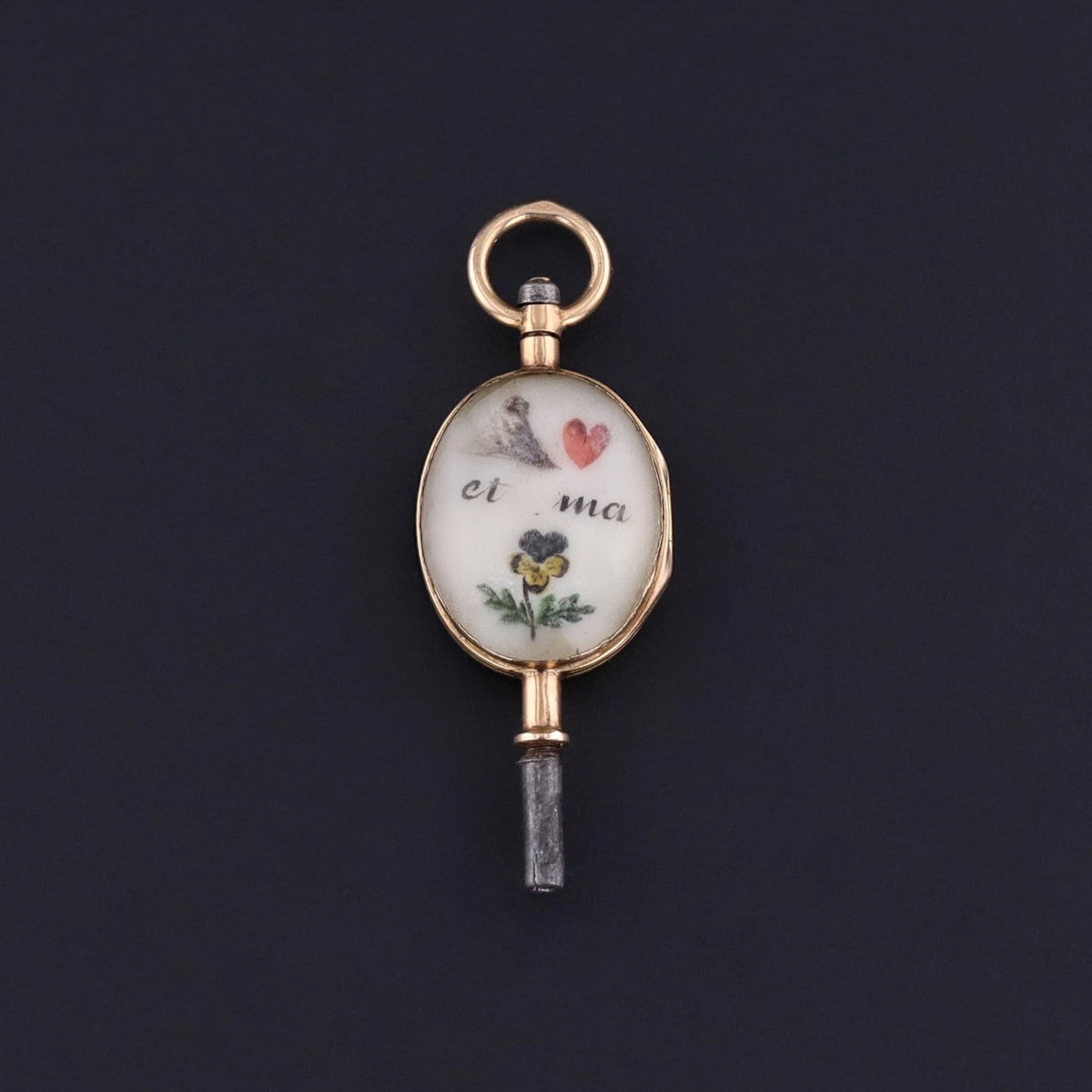 Antique Rebus Puzzle Watch Key of 18k Gold - Trademark Antiques