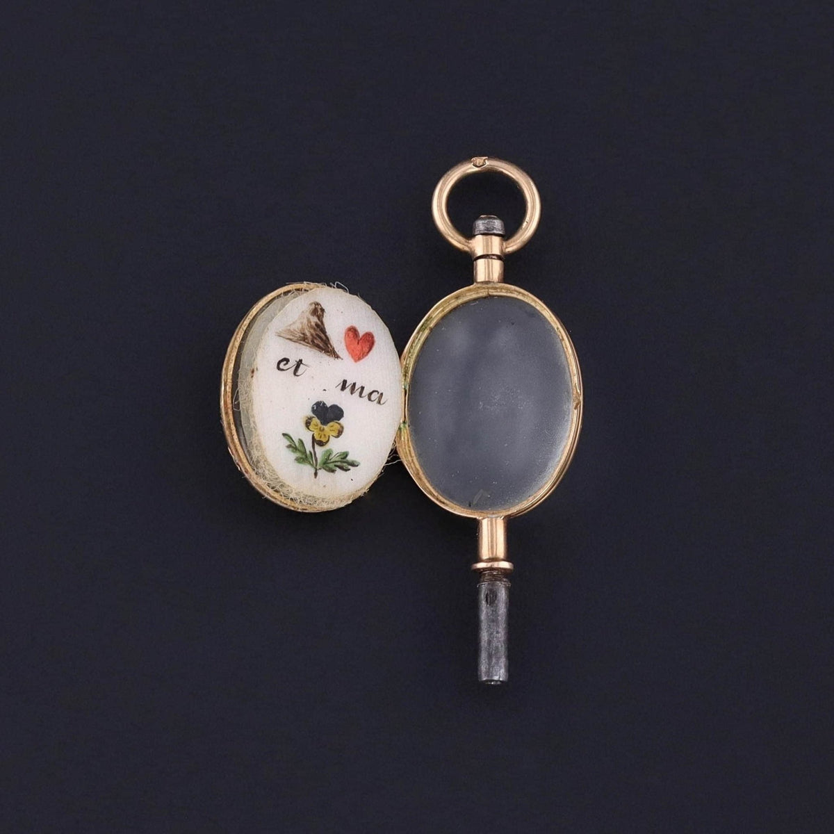 Antique Rebus Puzzle Watch Key of 18k Gold - Trademark Antiques