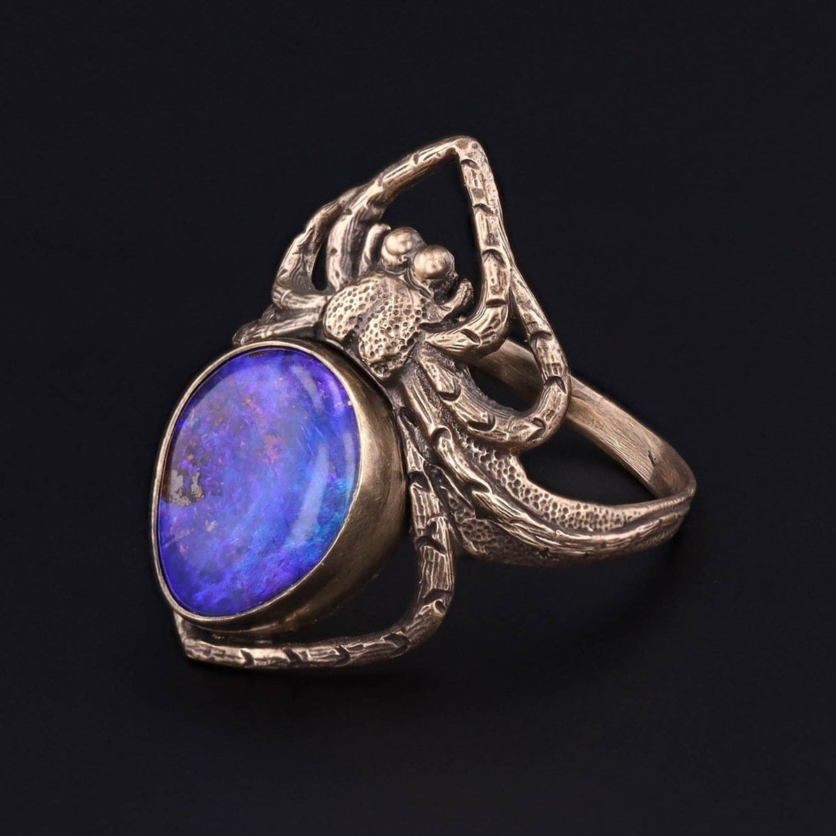 Antique Reproduction Boulder Opal Spider Ring of 14k Gold - Trademark Antiques