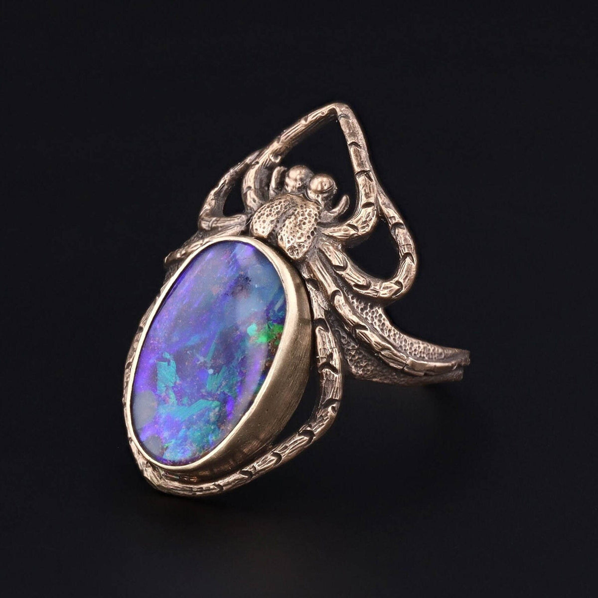 Antique Reproduction Boulder Opal Spider Ring of 14k Gold - Trademark Antiques
