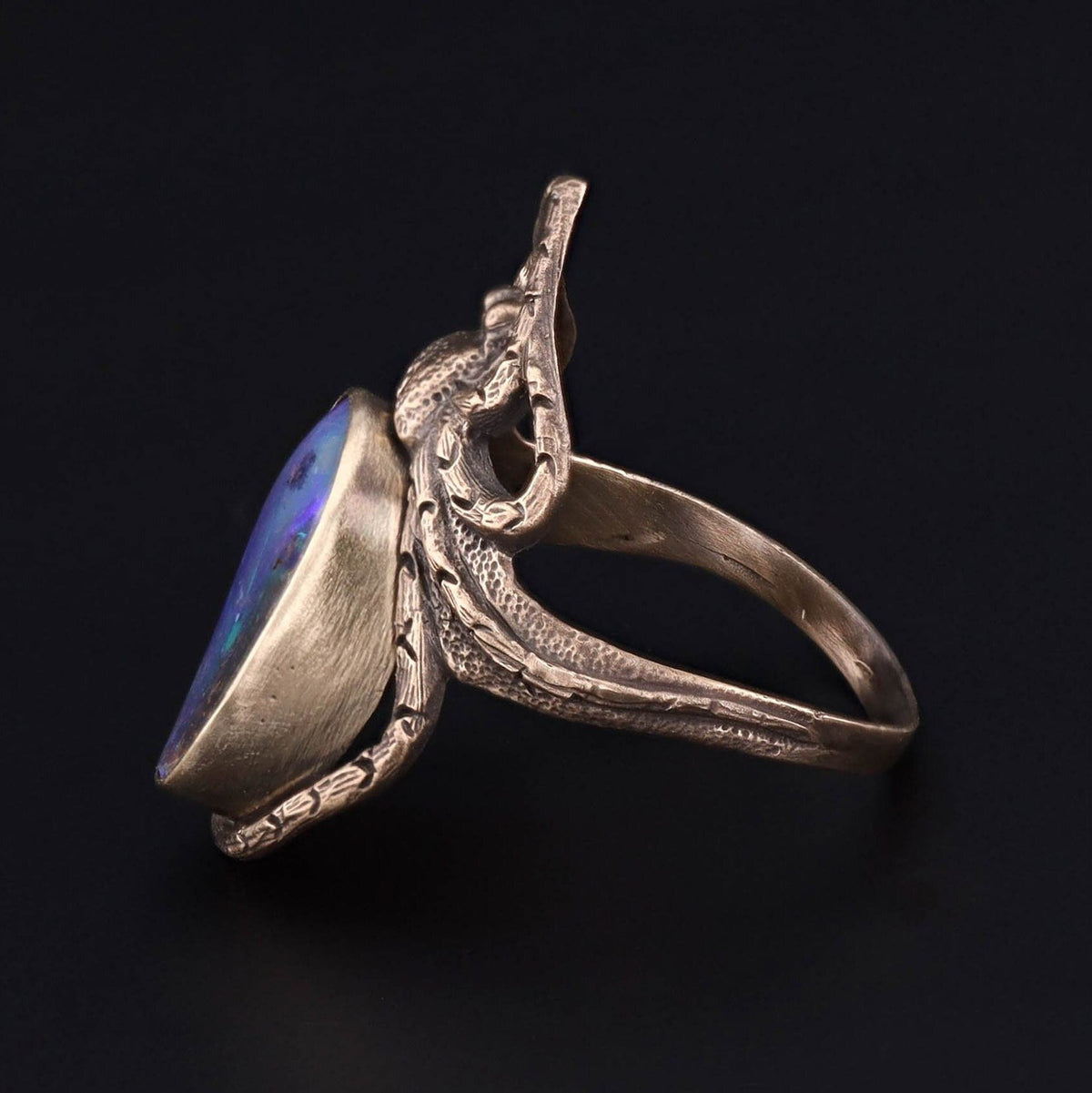 Antique Reproduction Boulder Opal Spider Ring of 14k Gold - Trademark Antiques
