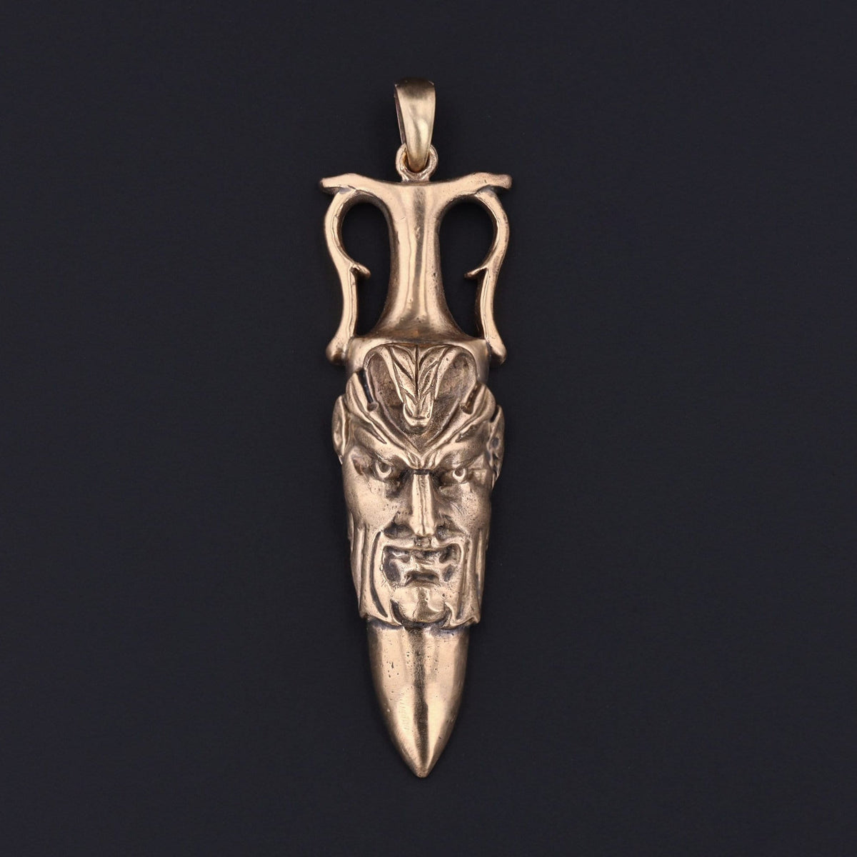 Antique Reproduction Green Man Pendant of 14k Gold - Trademark Antiques