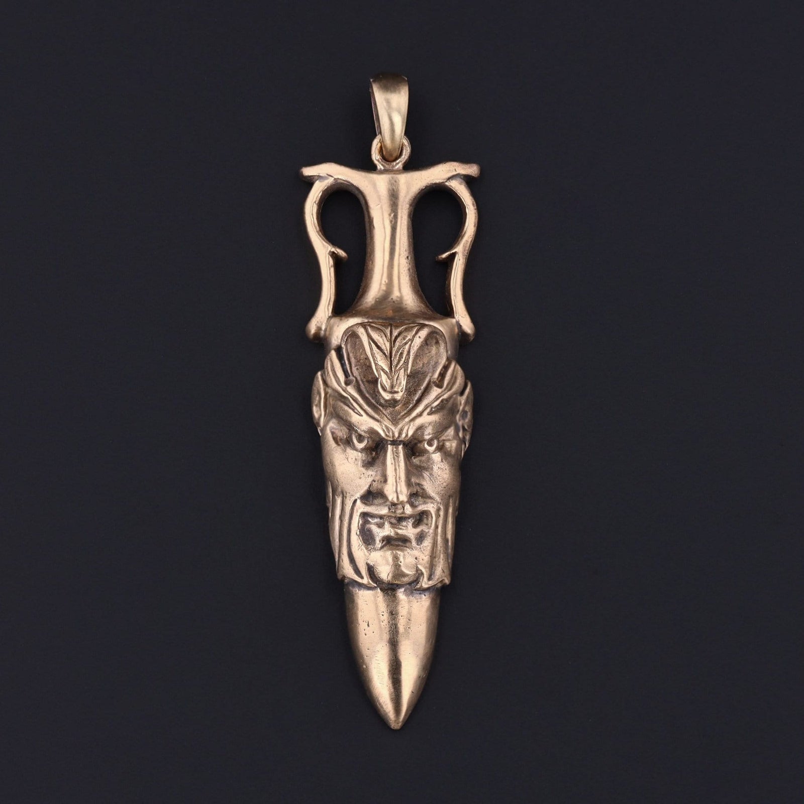 Antique Reproduction Green Man Pendant of 14k Gold - Trademark Antiques