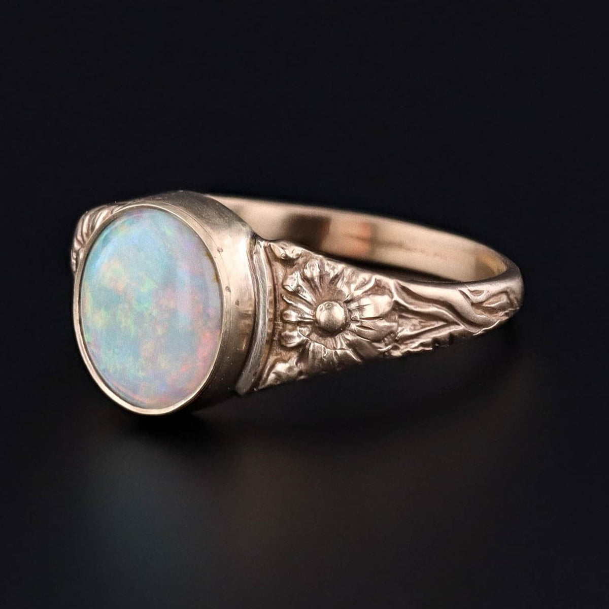 Antique Reproduction Opal Flower Ring of 14k Gold - Trademark Antiques